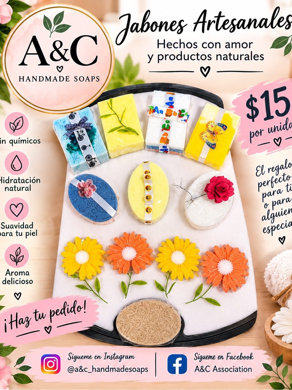 Floral Gift Yellow & White Artisan Bath Soaps